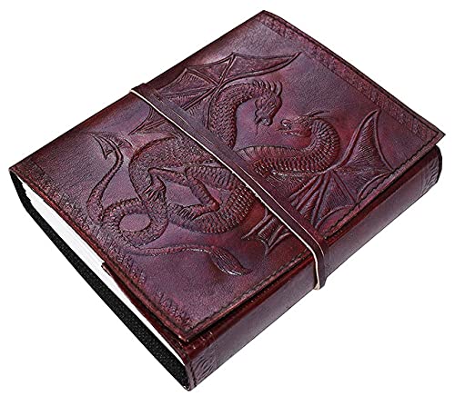 18 Cm Libreta Notas Cuaderno Hojas Diario Album Hecho a Mano Con Cubierta De Cuero Libro en Blanco Grimoire Dibujo Regalo Para Artistas Dragón leather journal notebook diary grimoire Dragon relieve