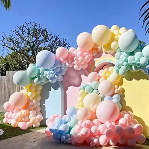 189pcs Kit de arco de globos pastel colores surtidos Globos de macaron 5M16ft Látex Arco iris Ballon Garland Kit de pastel para cumpleaños, bodas, Navidad, baby shower, fiesta, suministros