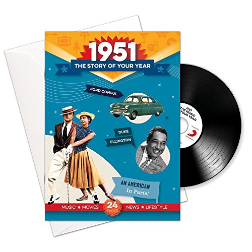 1951 cumpleaños o aniversario regalos - 1951 4-en-1 tarjeta y regalo - Historia de su Año, CD, Music Download - 15 Gráfico originales Canciones - Presente Retro Para Hombres y Mujeres