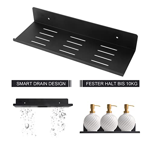 2 piezas Estante de ducha para baño, organizador de baño autoadhesivo, estante de almacenamiento de acero inoxidable SUS 304 sin perforaciones para baño, cocina, negro