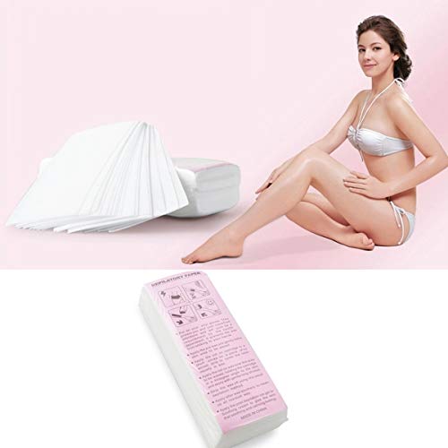 200 Piezas de Tiras Depilatorias,Papel Depilatorio,Depilación Herramienta de Belleza Blanco,Papel Depilatorio,Pierna Brazo Armpit Depilación Depilatorio No Tejido Depiladora Papel Encerado