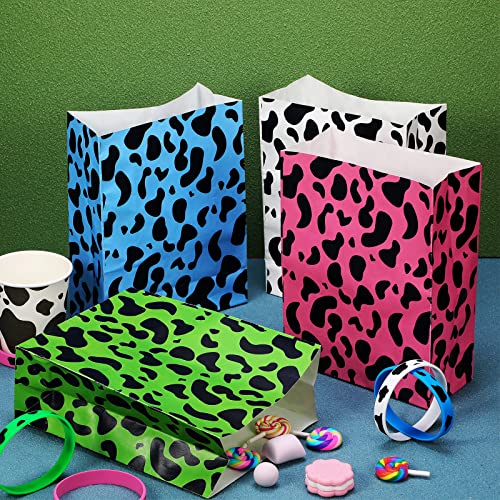 24 Bolsas de Regalo de Fiesta de Vaca Bolsas de Golosinas Estampadas de Vaca Bolsas de Papel Artesanales de Vaca Bolsas de Regalo de Cumpleaños de Vaca Animales de Granja para Baby Shower