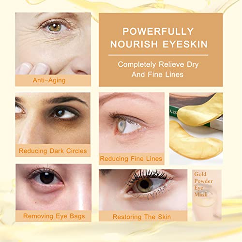 25 Pairs Under Eye Gel Pads, 24k Gold Under Eye Mask Patches for Puffiness and Bags, Reducing Dark Circles,Wrinkles, Gold,Under Eyes Moisturizes and Anti Aging