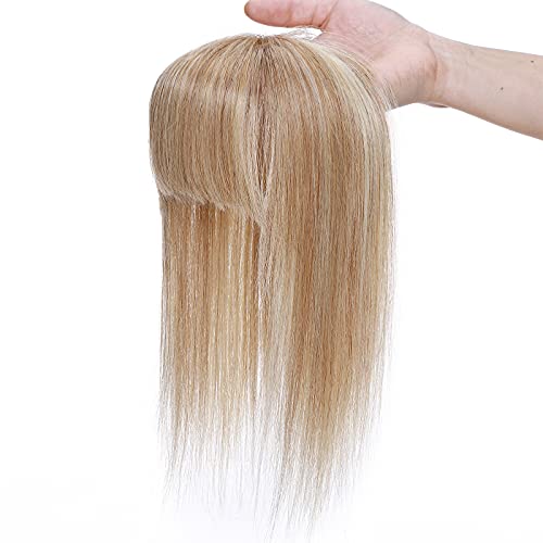 25cm Protesis Capilar Mujer Pelo Natural con Flequillo #12/613 Castaño Dorado/Blanqueador Rubio (32g)