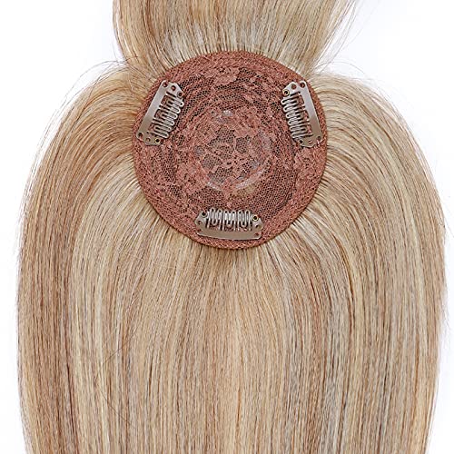 25cm Protesis Capilar Mujer Pelo Natural con Flequillo #12/613 Castaño Dorado/Blanqueador Rubio (32g)