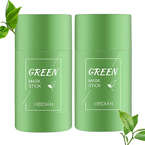 2Pcs Green Mask Stick, Green Tea Cleansing Mask, Mascarilla de Limpieza Profunda, Controla el Aceite, Elimina los Puntos Negros, Apto Para Mujeres y Hombres de Todo Tipo de Piel