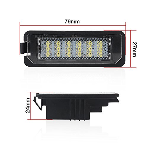 2Pcs Xenon Blanco 18 SMD Licencia número Placa Luz, Lámpara de La Luz de La Matrícula del Coche LED Super Brillante 6000K Para Golf GTI CC Eos Scirocco Beetle Phaeton Rabbit Passat