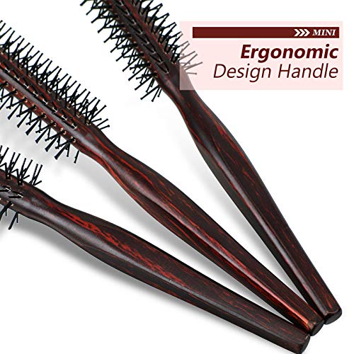 3 Cepillos Redondos Pequeños para Cabello Corto, Cepillo de Pelo de Peinado de 1 Pulgada para Cabello Pixie, Cerda de Nylon Rodillo de Frente para Flequillo, Cabello Fino, Rizado