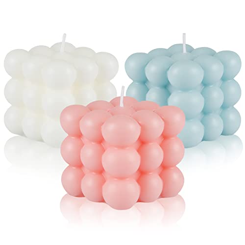 3 PCS Bubble Candle, Weinsamkeit Vela Geométrica, Bubble Candle Handmade I Vela de Burbujas Sostenible Hecha con Cera de Soja I Velas de Burbujas en Forma de Cubo I Vela Perfumada de Vainilla