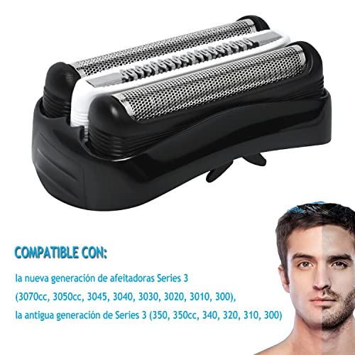 32B Cabezales de Afeitado Poweka Compatible con Bra-un Series 3 Cassette Afeitadora Eléctrica Hombre