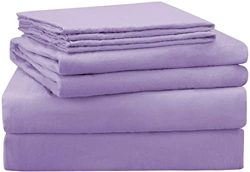 4 PC Bed Sheet Set- 100% Egyptian Cotton 400 Thread Count- 35 CM Deep Pocket on Fitted Sheet, Soft & Smooth Long Staple Combed Cotton- Lavender Solid- Emperor Size