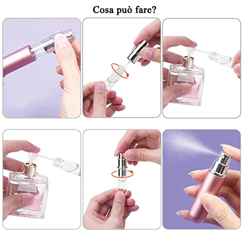 6PCS Atomizador Perfume Recargable, Mini Spray de Perfume Portátil, Botella Vacío Pulverizador Viaje 6ml, adecuada para botellas de perfume portátiles de viaje