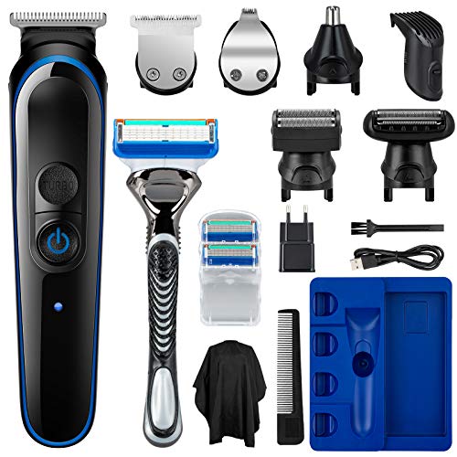 7 en 1 Máquina de Cortar Pelo, Profesional Maquina Recortar Barba Cortapelos Hombre de Precisión Hombres Cortadora de Barba, Impermeable con 1 Peine Guía Ajustable y Conjunto de Máquina Afeitar