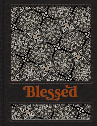 8.5x11 Blessed Orange Black Suede Leather Print Hand-drawn Original Vintage Retro Audrey Pattern College Ruled Lined Paperback Journal Noteboo: 120 ... Great gift for adults, students, and kids