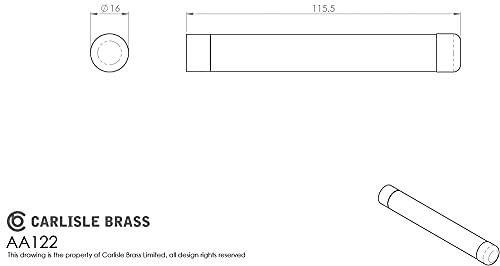 aa122sc Carlisle latón aa122sc Cilindro de 115 mm cromo satinado tope para puertas sin Rose 1 plata