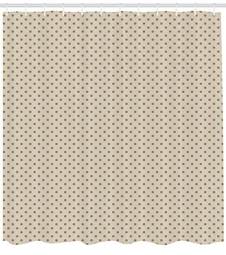 ABAKUHAUS Beige Cortina de Baño, Lunares clásicos Retro Imprimir, Material Resistente al Agua Durable Estampa Digital, 175 x 180 cm, Tan Beige