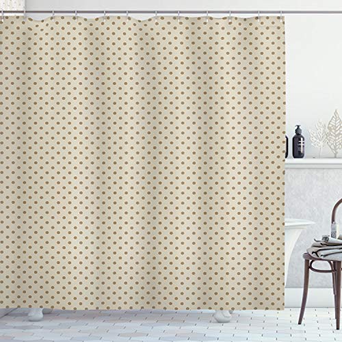 ABAKUHAUS Beige Cortina de Baño, Lunares clásicos Retro Imprimir, Material Resistente al Agua Durable Estampa Digital, 175 x 180 cm, Tan Beige