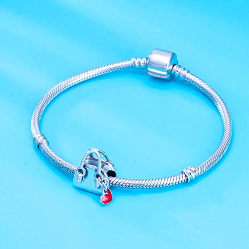 Abalorio para bolso de mano de mujer de plata de ley, compatible con pulsera Pandora