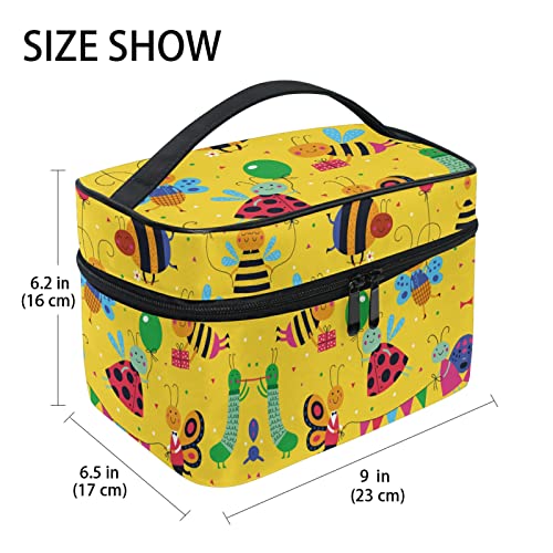 Abeja Mariposa Linda Caricatura Bolsa Mochila de Maquillaje Almacenamiento Organizador de Cosméticos Portátil Estuche para Mujeres Señoras Niñas