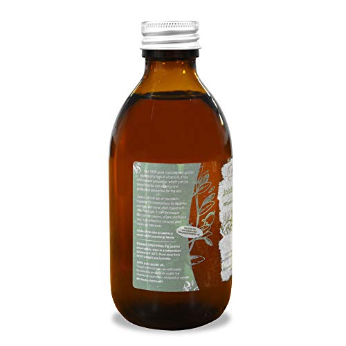 Aceite de jojoba dorado 100% puro 250 ml: prensado en frío, sin refinar, vegano, sin hexano, sin OMG. Un perfecto aceite base de aromaterapia y masaje 250ml