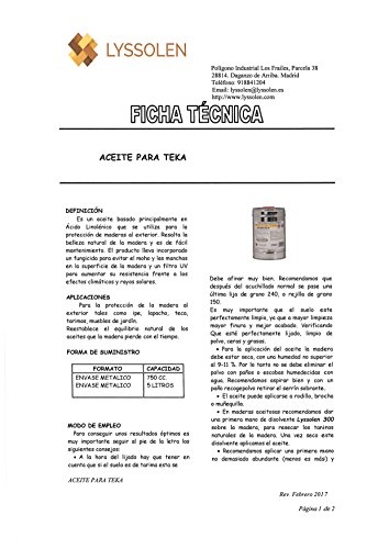 ACEITE DE TEKA Con Fungicida Y Filtro UV en 5 LTS.