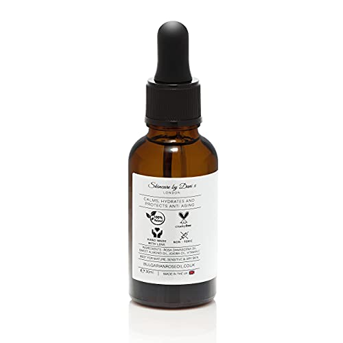 Aceite facial de rosa – hecho de la rosa rosa de damascena – naturalmente calmante, hidratante y protector (30 ml)