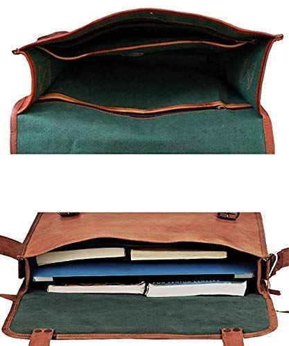 Aditya Art & Craft - Bolsa bandolera de cuero auténtico para ordenadores portátiles, para hombre