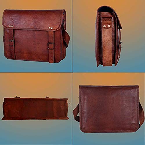 Aditya Art & Craft - Bolsa bandolera de cuero auténtico para ordenadores portátiles, para hombre