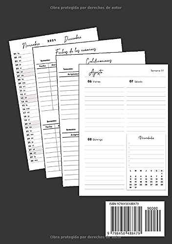 Agenda Escolar 2021-2022: agenda semestral con listas de tareas y notas, agenda semanal, horario de clases y mucho más | agosto 2021 - agosto 2022 (formato A5, 150 páginas)