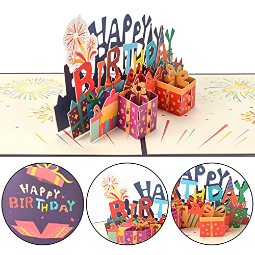 AIBAOBAO Tarjeta de Cumpleaños 3D, Tarjeta de Felicitación 3D Pop-up San Valentín Creativa Emergente con Happy Birthday Caja, para Familia, Día del Niño, Amigo para Cumpleaño, Novias, Aniversario