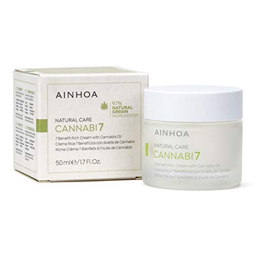 AINHOA Cosmetics – CANNABI7 Crema Rica 7 Beneficios con Aceite de Cannabis 50 ml - Tratamiento facial Piel Seca con Cáñamo – Cosmética Natural y Vegana Mujer/Hombre - Día/Noche - Calidad Profesional