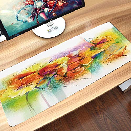 Alfombrilla goma antideslizante para ratón,Flor de acuarela, vibrante ramo de otoño con imágenes fragantes de tipos de flores Narciso, múltiple,Lavable, con diseños, para Gamers, PC y Portátil60x35 cm