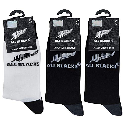 ALL BLACKS PK1224-H Set 3 Calcetines Deportivos All BLACKS-78% algodón, 2 Pares Negro/1 Par Blanco, 43/46 Hombres