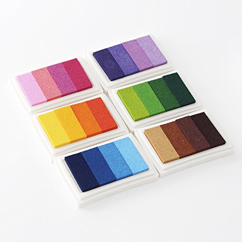 Almohadillas de Tinta Arcoiris almohadillas de tinta Rainbow Craft sello 24 colores Multicolor Artesan¨ªas Para usarse con Sellos de Goma sobre Papel, Madera, Tela