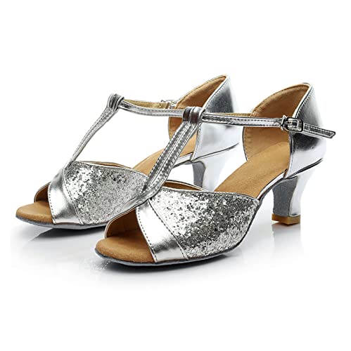 Alueeu Sandalias Mujer Tacon Fiesta Plata Casuales Sandalias boca de pez Hebilla Zapatos de Baile Böhmen Calzado de Danza para Mujeres Bequeme Zapatos Vestir de Fiesta