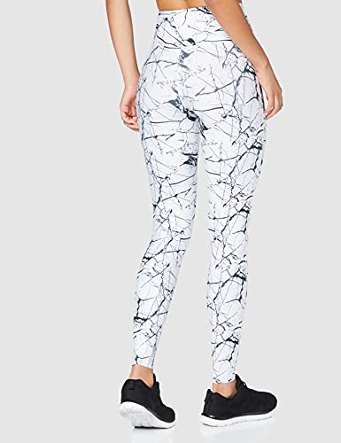 Amazon Brand -AURIQUE Leggings deportivos de talle alto para mujer, Blanco (Marble White Print), 36, Label:XS