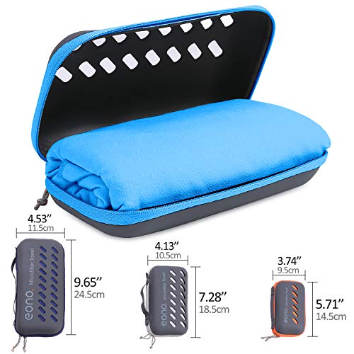 Amazon Brand - Eono Toalla de Microfibra para Llevar al Gimnasio, a la Playa, de Camping, de Viaje, de Natacion, o de Vacaciones. Secado rápido, Superabsorbente, Ultracompacta - Azul, 100x50cm