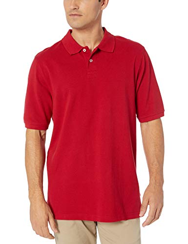 Amazon Essentials Regular-Fit Cotton Pique Polo Shirt, Rojo, L