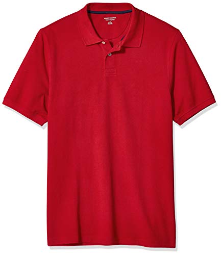 Amazon Essentials Regular-Fit Cotton Pique Polo Shirt, Rojo, L