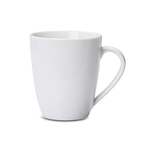 AmazonCommercial - Juego de 12 tazas de café de porcelana, 355 ml, color blanco