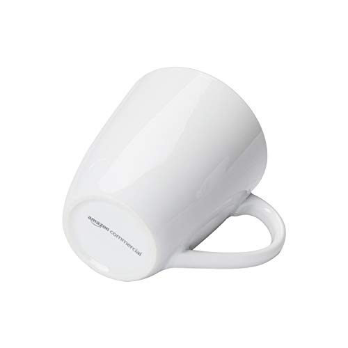 AmazonCommercial - Juego de 12 tazas de café de porcelana, 355 ml, color blanco