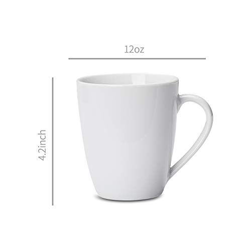 AmazonCommercial - Juego de 12 tazas de café de porcelana, 355 ml, color blanco