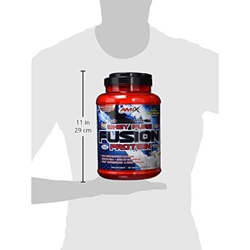 AMIX, Proteína Whey, Pure Fusión, Concentrado de Suero Ultra Filtrado, Sabor Fresa, Proteínas para Aumentar Masa Muscula, Proteína Isolada con Splenda, Contiene L-glutamina , 1 Kg