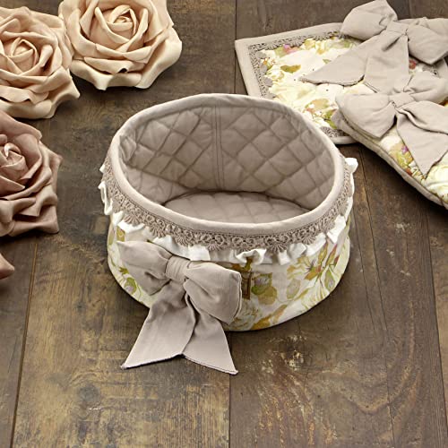 Angelica Home & Country Cesta Panera Stoffa Shabby Chic con lazo, 22 x 12 cm