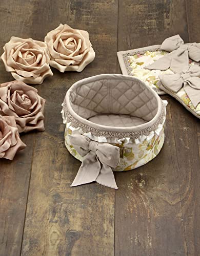 Angelica Home & Country Cesta Panera Stoffa Shabby Chic con lazo, 22 x 12 cm