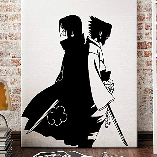 Anime Cartoon Comics Naruto Ninja Uchiha Itachi Sasuke Brother Sword Assassin Etiqueta de la pared Vinilo Art Decal Boy Fans Dormitorio Sala de estar Decoración para el hogar Mural