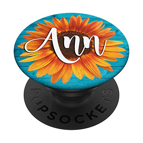 Ann Name-Girasol-Aqua Blue Regalo estético para mujeres y niñas PopSockets PopGrip Intercambiable