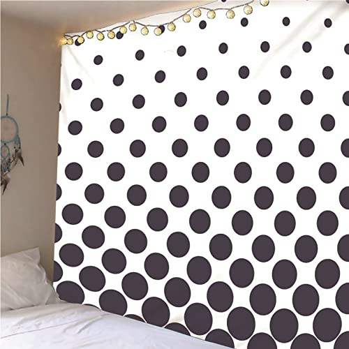 Aotiwe Tapiz Halloween, Decoración Salon Pared Patrón de Círculos Poliéster Blanco Negro 350x256CM Regalo Mujer