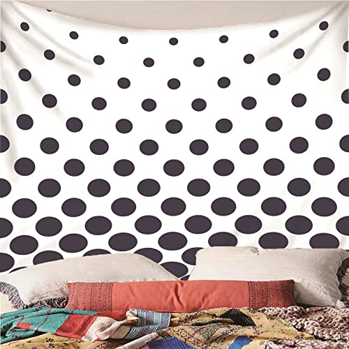 Aotiwe Tapiz Halloween, Decoración Salon Pared Patrón de Círculos Poliéster Blanco Negro 350x256CM Regalo Mujer