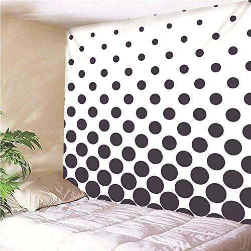 Aotiwe Tapiz Halloween, Decoración Salon Pared Patrón de Círculos Poliéster Blanco Negro 350x256CM Regalo Mujer